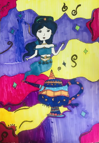 阿拉丁神灯画简单又漂亮