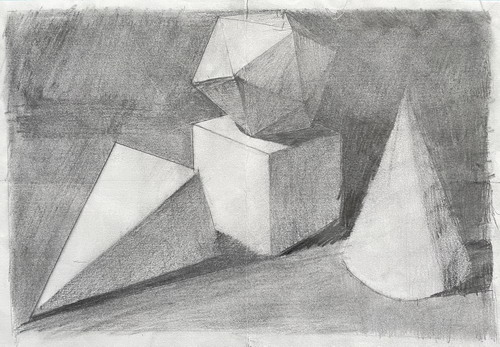 素描几何体手绘画图片