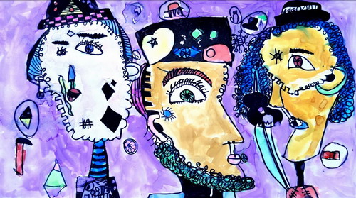 三剑客画画作品