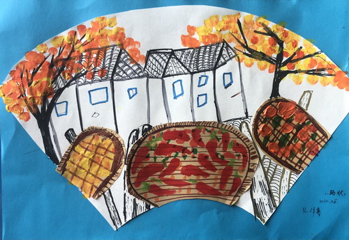 晒秋手绘画图片