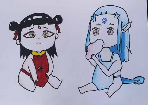 哪吒与敖丙儿童画获奖