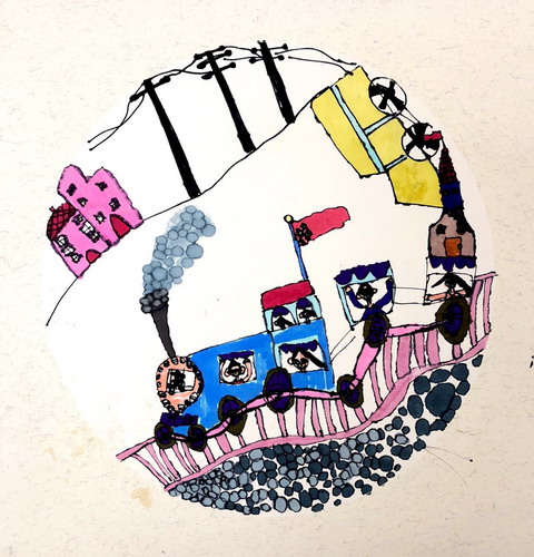 火车出发了手绘画一等奖