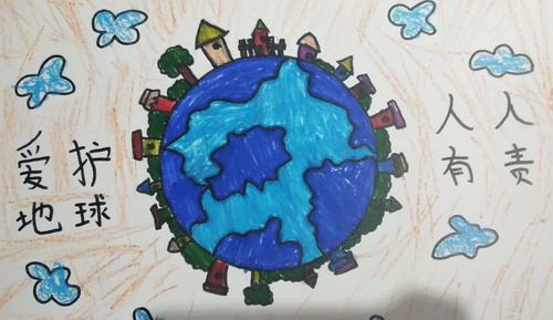 爱护地球二年级绘画