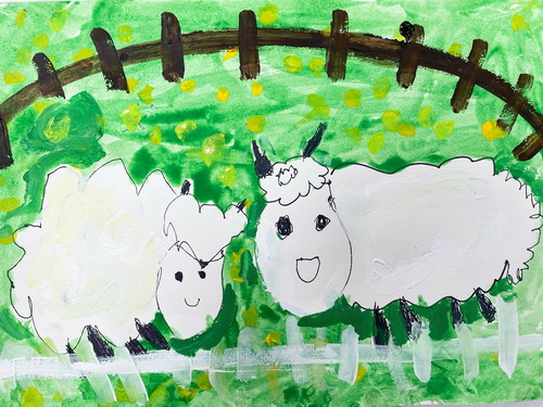 小绵羊手绘画图片