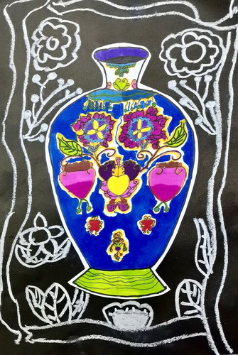 景泰蓝花瓶画画图片