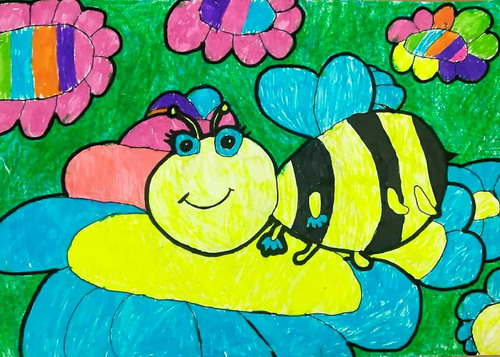 勤劳的小蜜蜂儿童画创意