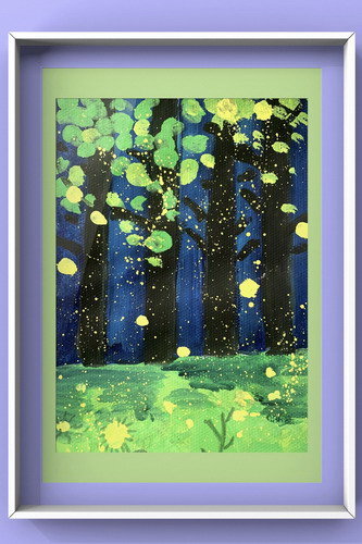 萤火虫森林画画简单