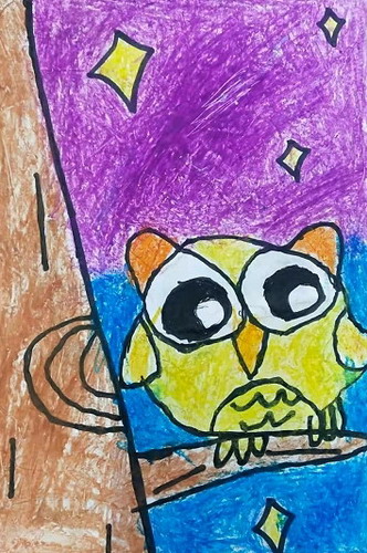 猫头鹰绘画作品