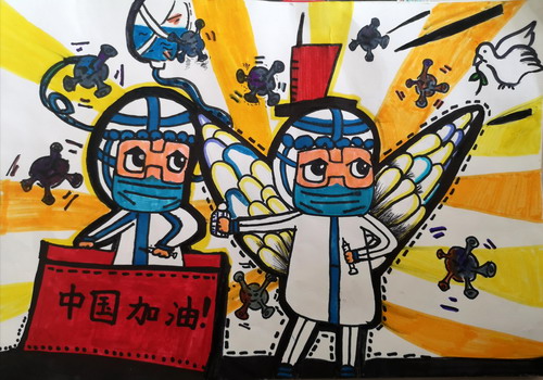 战胜疫情之中国加油绘画图片