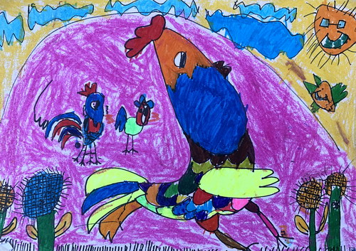 神气的大公鸡儿童画