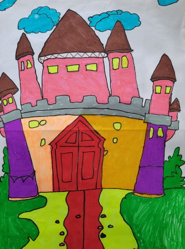 彩色城堡儿童画一等奖