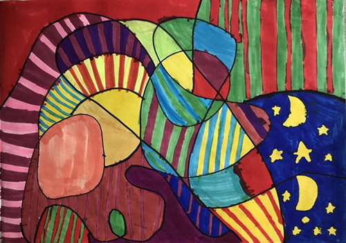 漂亮的色块手绘插画