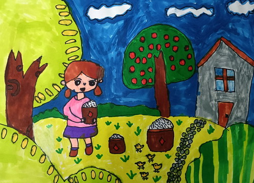 摘果子绘画获奖作品