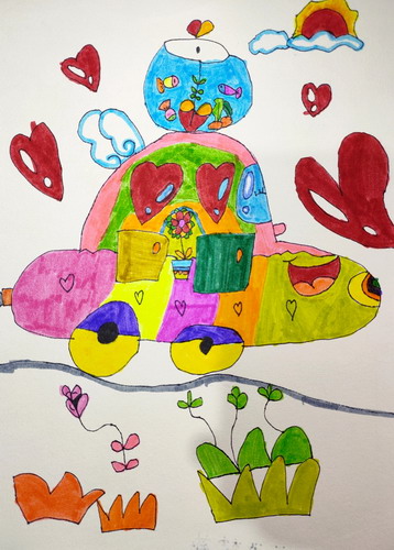 开心小汽车手绘画简单好看