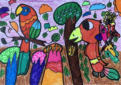 快乐小鸟四年级绘画