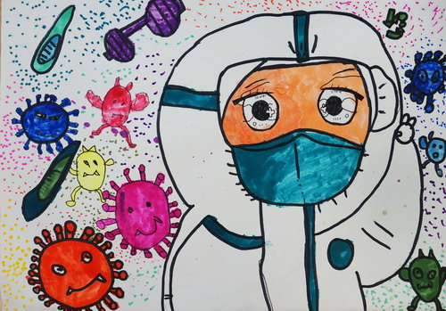 防疫小护士六年级绘画