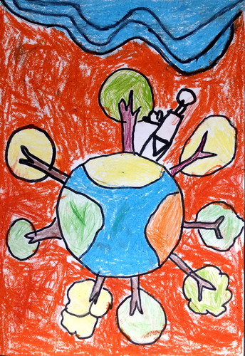 绿色地球画画简单