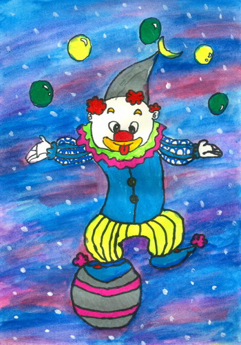 马戏团小丑创意画获奖
