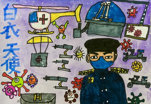 疫情抗战幼儿园绘画