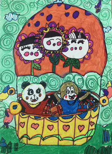 热气球之旅二年级绘画