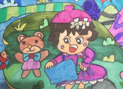 爱画画的小丽儿童画图片