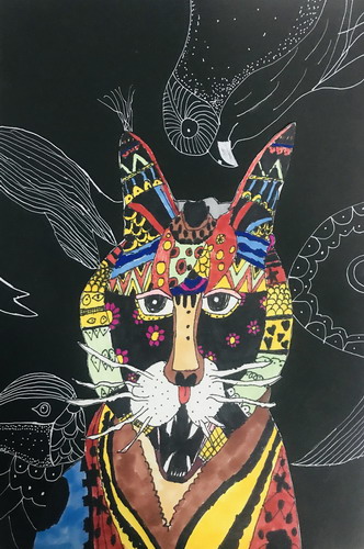 黑暗中的四不像儿童画