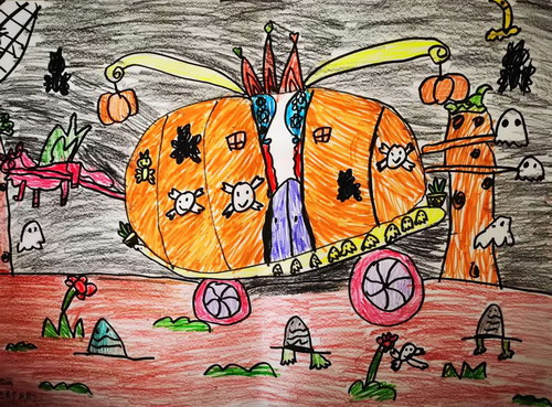 调皮的南瓜儿童画创意