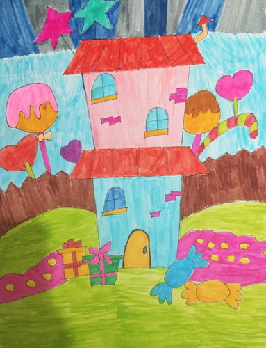糖果城堡儿童绘画一等奖