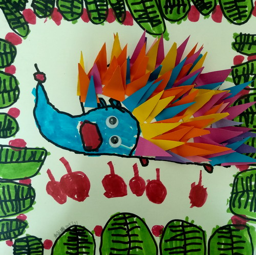 可爱的刺猬一年级绘画