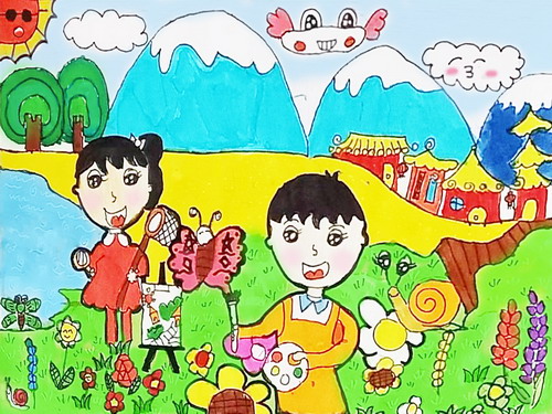 我的假期三年级儿童画