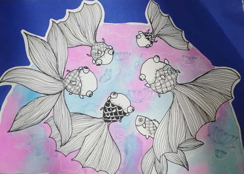 金鱼四年级绘画