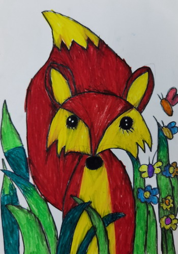 草丛里的小狐狸绘画获奖作品