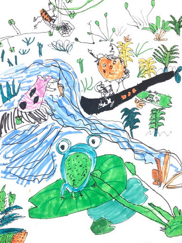 青蛙在小河上的一天手绘画获奖