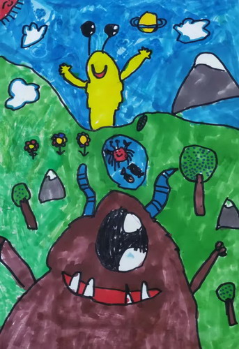 怪兽大战画画作品