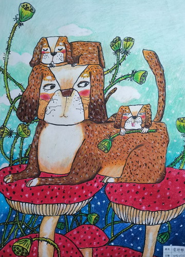 采莲儿童绘画一等奖