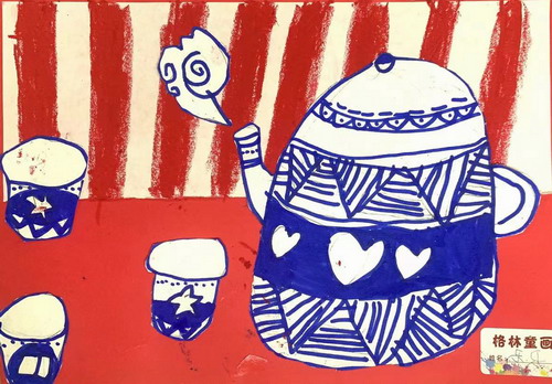 茶艺儿童画创意