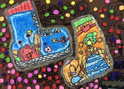 漂亮的鞋子儿童画创意