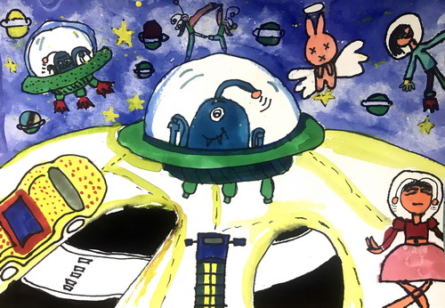 太空漫步画画作品