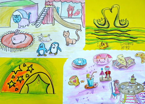 儿童游乐堡三年级儿童画