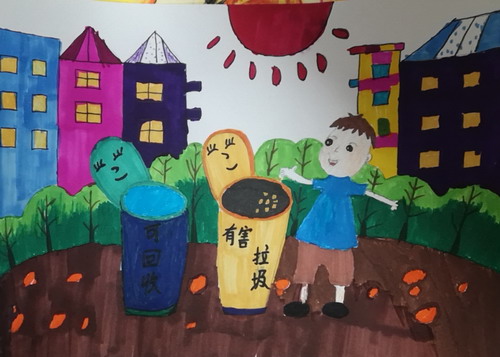 垃圾分类儿童画图片