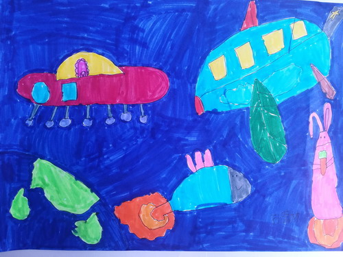 梦幻星空绘画作品