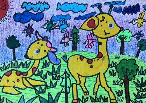 小花鹿四年级绘画