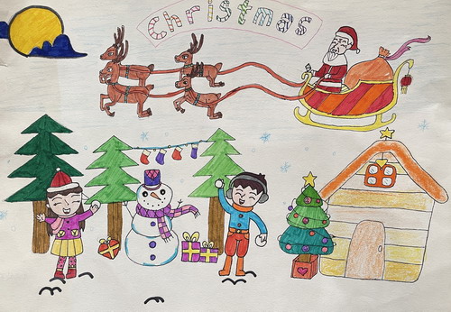 欢乐圣诞儿童绘画简单