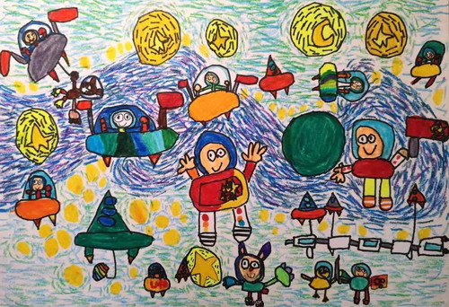 太空畅游手绘插画