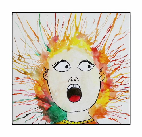 疯狂的头发小学生绘画