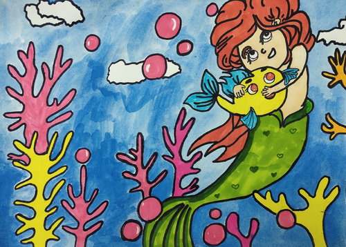 美人鱼画画作品