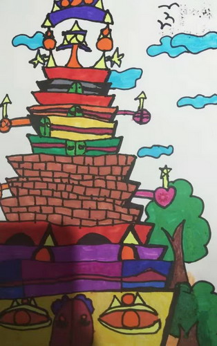 高大的塔绘画漂亮