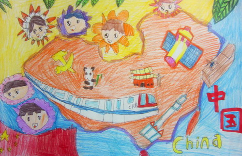 我爱中国儿童画图片