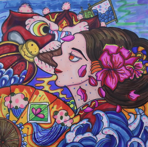 侧颜少女绘画漂亮