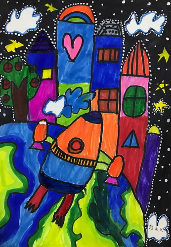 飞越地球村创意画获奖